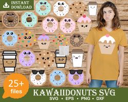 Donut SVG Bundle, Coffee Cup SVG, Cute Food Clipart, Sprinkles, Cake, Teacup PNG, Planner Sticker Clipart, Commercial Us