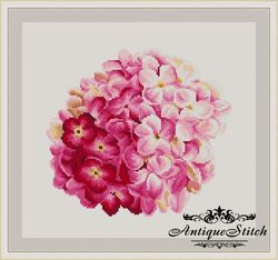 Pink Hydrangea 69 Vintage Cross Stitch Pattern PDF Garden Flowers embroidery Compatible Pattern Keeper
