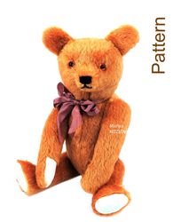 PDF Sewing Antique Style Prick Up Ears Teddy Bear Pattern 18 inch (45cm) Artist design/ traditional classic big  bear