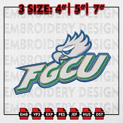 Florida Gulf Coast Eagles Embroidery file, NCAA D1 teams Embroidery Designs, FGCU, Machine Embroidery Pattern