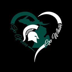 Spartan Strong Go Green Heart Michigan State University Svg