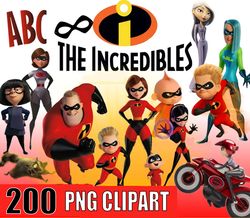 200 Incredibles 2 Clipart, Digital Incredibles PNG, Svg File Cut Digital Download