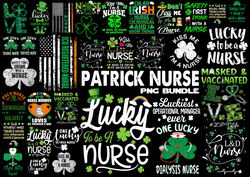 Nurse St Patrick Day PNG Bundle, Love Nurse Happy St Patricks Day PNG, Lucky Nurse Green Shamrock PNG, Nurse Heart Beat