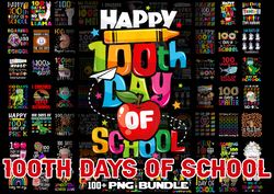 100 Days of School PNG Bundle, Happy 100th Day of School Png, PNG Digital File for Print on Mugs,T-shirt, Sticker, etc..