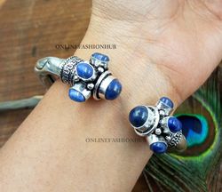 Sale Lapis Lazuli Gemstone Hathipada Traditional Bangle, Indian Bangle Jewelry, Silver Plated Gemstone Royal Look Bangle
