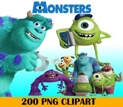 200 Monsters Inc Bundle Png, Monsters svg, Sully Png, Randall Png Bundle Layered Png Digital Download