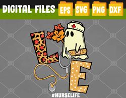 Leopard Ghost Nurse Halloween Costume Fall Scrub Top Svg, Eps, Png, Dxf, Digital Download