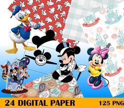 24 Digital Paper Mickey Mouse And Minnnie Mouse Png, Mickey PNG Clipart, Digital Download Instant,Png Digital Download