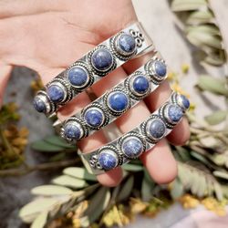 1 PCs Lapis Lazuli Gemstone 8 MM 5 Stone Traditional Bangle, Boho Bangle Jewelry, Friendship Bangle for Women Jewelry