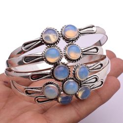 Opalite Gemstone 2 Stone Traditional Bangle, Boho Bangle Jewelry, Friendship Bangle for Women Jewelry, Bangle For Gift