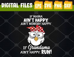 If mama ain't happy ain't nobody happy if grandma ain't happy run Svg, Eps, Png, Dxf, Digital Download