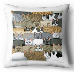 Digital - Vintage Cross Stitch Pattern Pillow - Kitty Kitty Pillow - Cushion Cross Stitch
