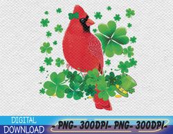Happy St Patrick's Day Cardinal Bird With Shamrocks Lover PNG, Digital Download