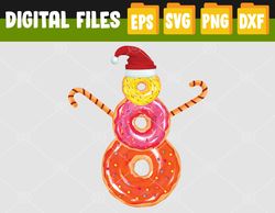 Donuts Doughnut Snowman Christmas T For Donuts Lover Svg, Eps, Png, Dxf, Digital Download