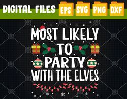 Funny Matching Christmas Most Likely To Party With The Elves Svg, Eps, Png, Dxf, Digital Download