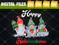 Womens Happy HalloThanksMas Halloween Thanksgiving Christmas Gnomes Svg, Eps, Png, Dxf, Digital Download