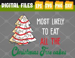 Most Likely To Eat All The Christmas Tree Cakes Funny Xmas Svg, Eps, Png, Dxf, Digital Download