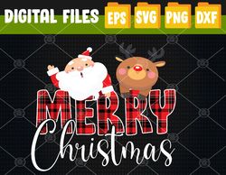 Merry Christmas Santa Reindeer Plaid Family Svg, Eps, Png, Dxf, Digital Download
