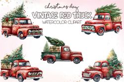05 Files Red Truck Christmas Tree PNG Merry Christmas Sublimation