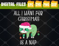 A Nap For Christmas - Cute Sleeping Santa Hat Sloth Svg, Eps, Png, Dxf, Digital Download