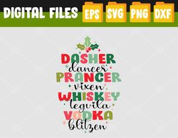 Funny Christmas Dasher Dancer Prancer Vixen Whiskey Vodka Svg, Eps, Png, Dxf, Digital Download