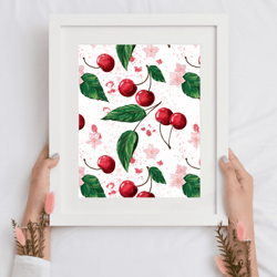 Cherry Berry Digital Painting Pattern
