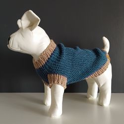 Knitted blue warm sweater for dogs