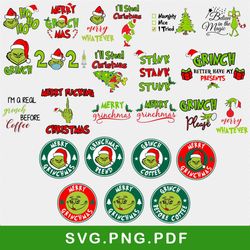 Grinch Starbucks Bundle Svg, Grinch Svg, Grinch Christmas Svg, Christmas Svg, Png Dxf Eps File