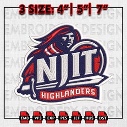NJIT Highlanders Embroidery file, NCAA D1 teams Embroidery Designs, NCAA NJIT, Machine Embroidery Pattern