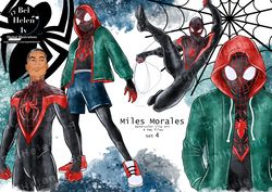 watercolor Clip art super heroes Miles Morales set 4