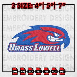 UMass Lowell River Hawks Embroidery file, NCAA D1 teams Embroidery Designs, UMass Lowell, Machine Embroidery Pattern