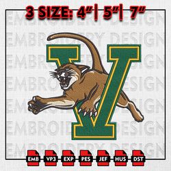 Vermont Catamounts Embroidery file, NCAA D1 teams Embroidery Designs, Vermont, Machine Embroidery Pattern