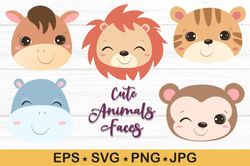 Cute Animals SVG Clipart Set, Lion SVG  PNG ,  JPG ,  SVG ,  EPS , Digital download