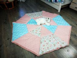 Octagonal baby play mat, big round rug, tummy time mat, outdoor baby mat, Baby Activity Mat, picnic baby rug, teepee mat