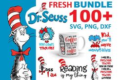 Dr Seuss Bunlde Svg, Dr Seuss Svg, Read Across America Svg, Teacher Svg, Cat In Hat Svg, For Cricut
