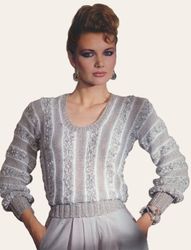 Vintage Knitting Pattern 247 Scoop Neck Pullover Women