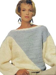 Vintage Knitting Pattern 241 Slash Necked Sweater Pullover Women