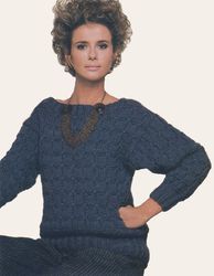 Vintage Knitting Pattern 243 Chunky Sweater Pullover Women
