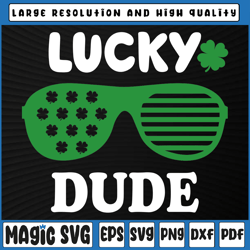 Lucky Dude St Patrick's Day Svg, Sunglasses With Shamrock Svg png, St Patricks Day, Digital Download