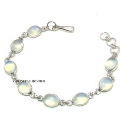 Attractive 1 PC Opalite 925 Sterling Silver Plated Gemstone Bezel Bracelet, Bracelet With Charm, Handmade jewelry