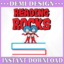 Reading Rocks svg, reading svg book thing one thing two Dr Seuss svg Read across America svg, dxf, png, clipart