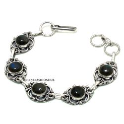 1 PC Labradorite 925 Sterling Silver Plated Designer Bracelet, Positive Bracelet, Handmade Anti-Anxiety jewelry