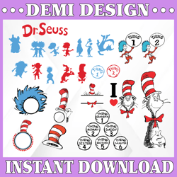 Dr Seuss svg bundle, Cat in hat svg, lorax svg, thing one two svg, seuss sayings svg, sam i am, green eggs and ham svg,