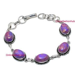 New Arrive 1 PC Purple Turquoise Gemstone 925 Sterling Silver Plated Designer Bracelet ,Handmade Anti-Anxiety jewelry