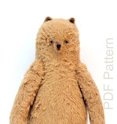 PDF E-pattern for 7.5" (19cm) Winter Bear/ Artist Teddy Bear Pattern/plump brown bear sewing instructions/anime bear toy