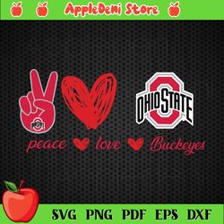 Ohio State Buckeyes Peace Love Svg Sport Svg, Peace Svg, Love Svg