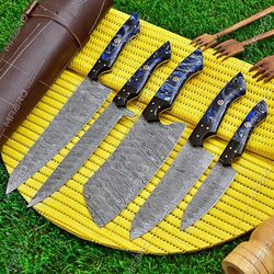 CUSTOM HANDMADE FORGED DAMASCUS STEEL CHEF KNIFE KITCHEN KNIVES SET CUTLERY 1407