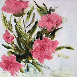 Peony Painting Flowers Original Art Floral Artwork Peonies Pink Impasto Oil Wall Art Painting 16 by 12 inches