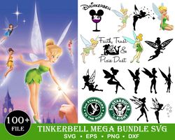 100 Tinkerbell Svg, Tinkerbell and Peter Pan, Princess Tinkerbell svg, Fairy, Cricut svg, Disney princess svg, Tinkerbel