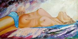 Nude girl painting nude art original oil painting 11*23 inch erotic oil painting